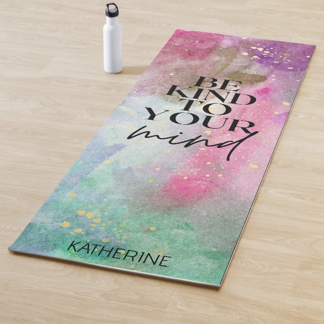 Esterilla De Yoga Gold Custom Name Workout motivational monogram  (In situ)