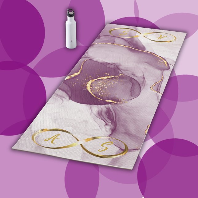 Esterilla De Yoga Gold Infinity Monograma inicial sobre morado y oro (Subido por el creador)