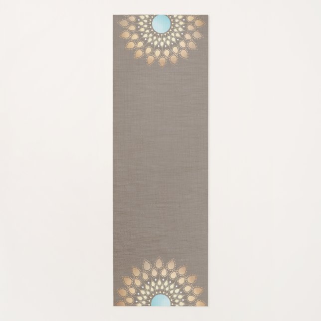Esterilla De Yoga Gold Lotus Mandala Taupe (Anverso)