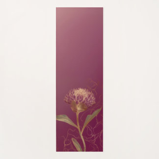 Esterilla De Yoga Gold Protea Flower Burgundy Botanical Linework