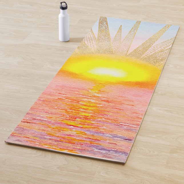 Esterilla De Yoga Gold Sunset Sun Mandala Watercolor Sea (In situ)