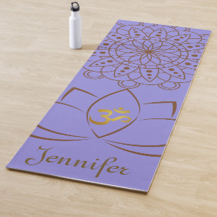 Esterilla De Yoga Golden Om Lotus Mandala + Tu Nombre Espíritu