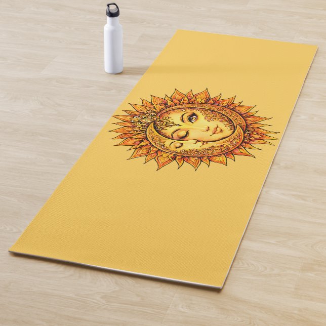 Esterilla De Yoga Golden Sun Moon Boho Goddess Celestial Mandala Art (In situ)