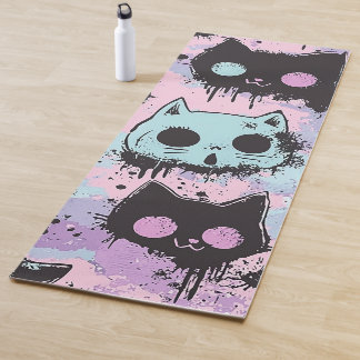 Esterilla De Yoga Gótico de Kawaii Pastel Cute Patchwork Gato asquer