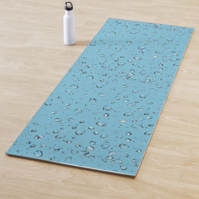 Esterilla De Yoga Gotitas de lluvia sobre fondo turquesa (In situ)
