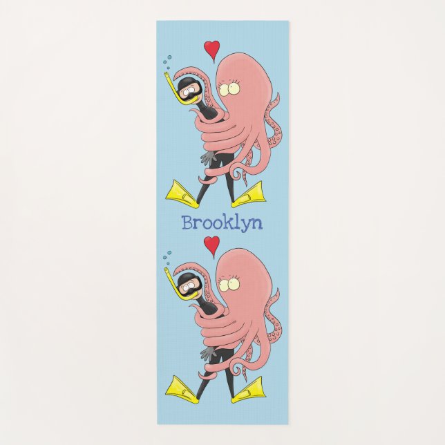 Esterilla De Yoga Gracioso pulpo abrazos buceo humor personalizado (Anverso)