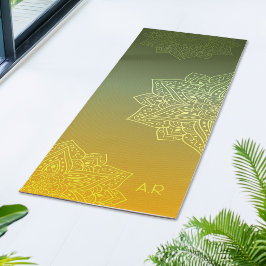 Esterilla De Yoga Gradiente Asimétrico de Mandala de Verde a Amarill