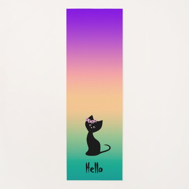 Esterilla De Yoga Gradiente de verano personalizado del gato gatito  (Anverso)