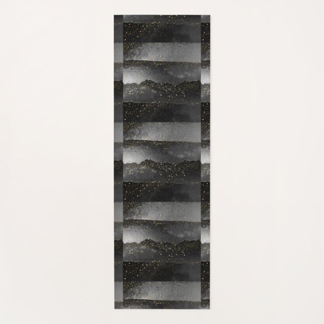 Esterilla De Yoga Gradiente gris negro espacio de estrellas cósmicas (Anverso)