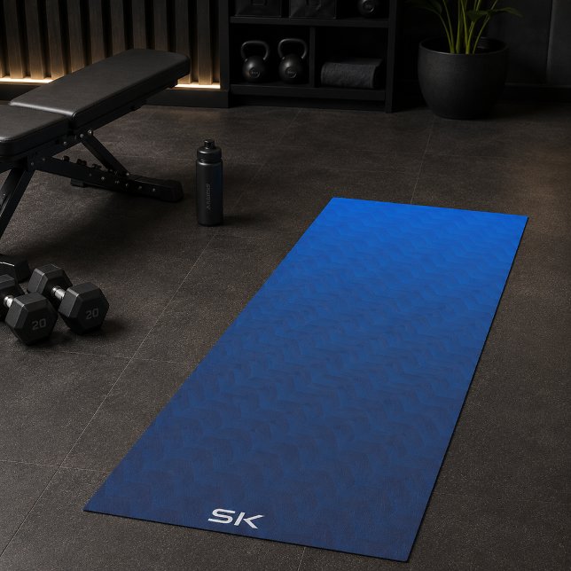 Esterilla De Yoga Gradiente Monograma Chevron Azul  (Subido por el creador)