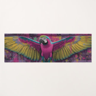 Esterilla De Yoga Graffiti Mural de Guacamayo Colorido con Rosa y Am