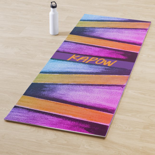 Esterilla De Yoga gráficos naranja, rosa, púrpura y azul (In situ)