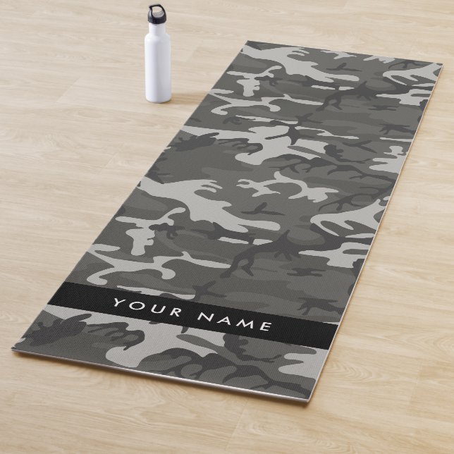 Esterilla De Yoga Gray Camouflage Pattern, Your name, Personalize (In situ)
