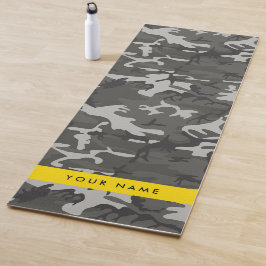 Esterilla De Yoga Gray Camouflage Pattern, Your name, Personalize