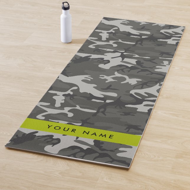 Esterilla De Yoga Gray Camouflage Pattern, Your name, Personalize (In situ)