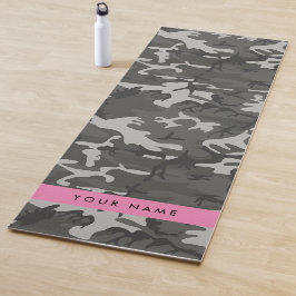 Esterilla De Yoga Gray Camouflage Pattern, Your name, Personalize