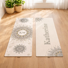Esterilla De Yoga Gray Gold Mandala Pattern