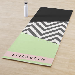 Esterilla De Yoga Gray Zigzag, Gray Chevron, Mint, Su Nombre