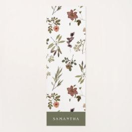 Esterilla De Yoga Green Burgundy Wildflower Monogram Name