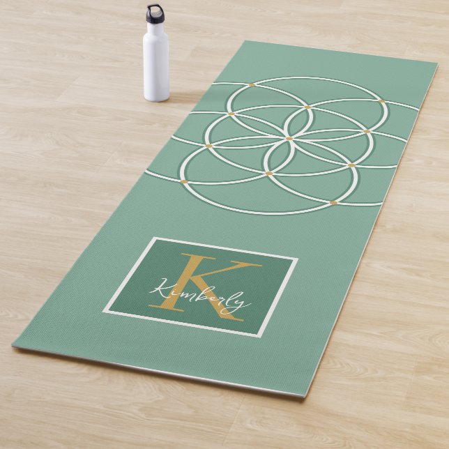 Esterilla De Yoga Green Gold White Seed of Life Monogram (In situ)