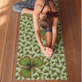 Esterilla De Yoga Green Shamrock Vintage Style Clovers Irish