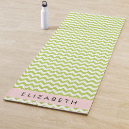Esterilla De Yoga Green Zigzag, Green Chevron, Tu Nombre