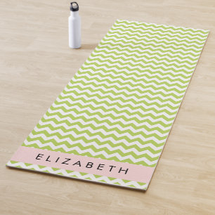 Esterilla De Yoga Green Zigzag, Green Chevron, Tu Nombre