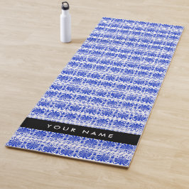 Esterilla De Yoga Griego Fret Arabesque Blue, Tu Nombre, Personaliza