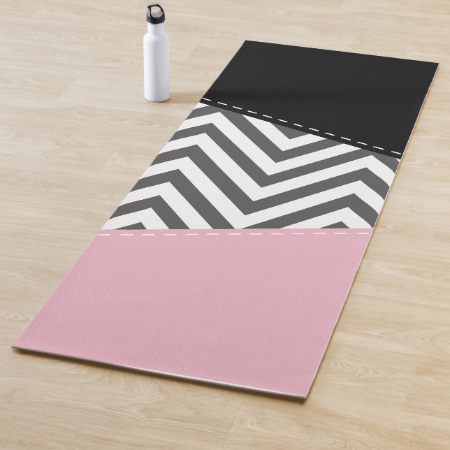 Esterilla De Yoga Gris Zigzag, Gris Chevron, Zigzag Pattern, Rosa (In situ)