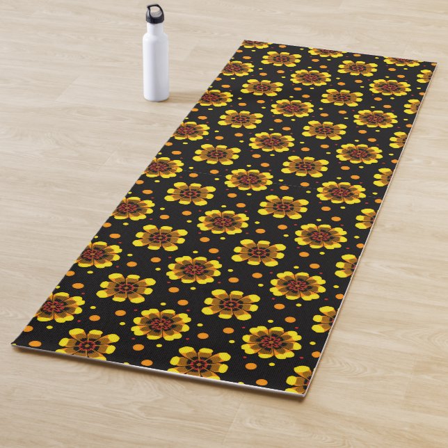 Esterilla De Yoga Groovy 70s Daisy Flower Power Pattern (In situ)