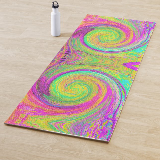 Esterilla De Yoga Groovy Abstract Púrpura y Amarillo líquido Swirl (In situ)