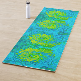 Esterilla De Yoga Groovy Chartreuse y Aquamarine Liquid Swirl