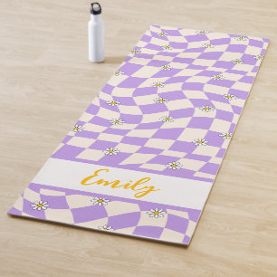 Esterilla De Yoga Groovy Daisy Floral Checkerboard, años 90