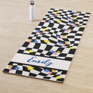 Esterilla De Yoga Groovy Daisy Floral Cuadros, Y2K 90s