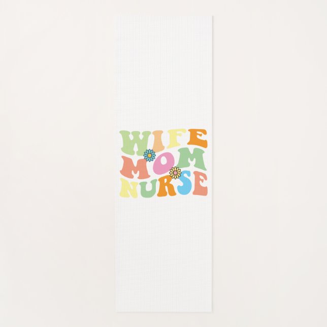 Esterilla De Yoga Groovy Esposa Mamá Enfermera Retro Día de Enfermer (Anverso)