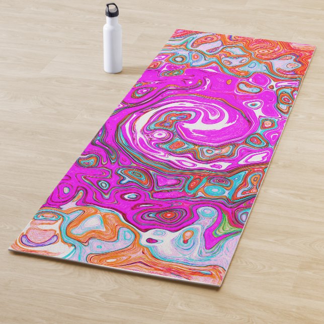 Esterilla De Yoga Groovy púrpura y Naranja Resumen Swirl retro (In situ)