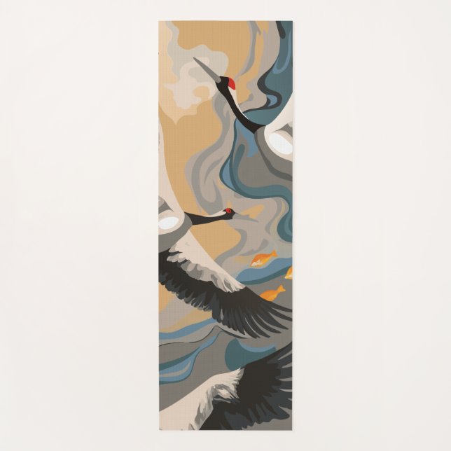 Esterilla De Yoga Grullas en aumento sobre el río (Anverso)