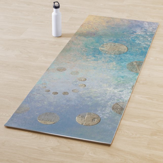 Esterilla De Yoga Grunge costero | Oro azul y verde acuarela (In situ)