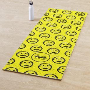 Esterilla De Yoga Guay Happy Sonriente patrón facial amarillo Monogr