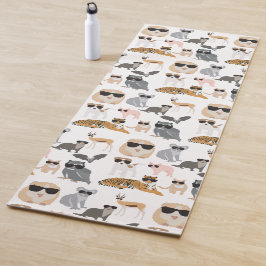 Esterilla De Yoga Guay y animales divertidos con gafas de sol