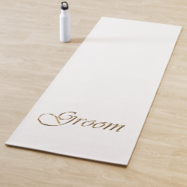 Esterilla De Yoga Guión dorado Groom moda elegante boda blanco