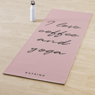 Esterilla De Yoga Guión Minimalista rosado Rubor Me encanta el café