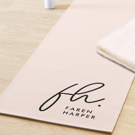 Esterilla De Yoga Guión monograma simple Rubor rosa monogramado