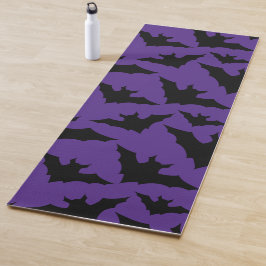 Esterilla De Yoga Halloween negro murciélago morado fresco patrón de