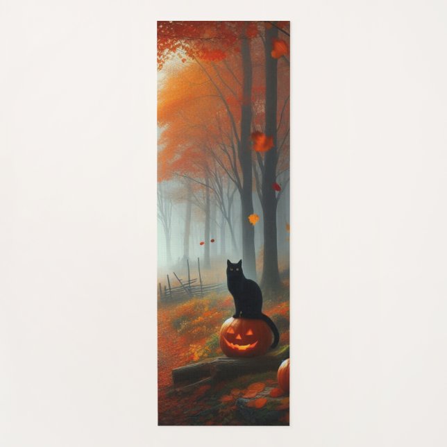 Esterilla De Yoga Halloween/otoño/otoño/otoño/calabaza/gato (Anverso)