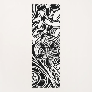 Esterilla De Yoga Hawaian - Samoan - Diseño negro tribal polinesio