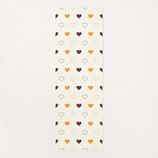 Esterilla De Yoga Heart Pattern with Orange & Brown Hearts (Anverso)