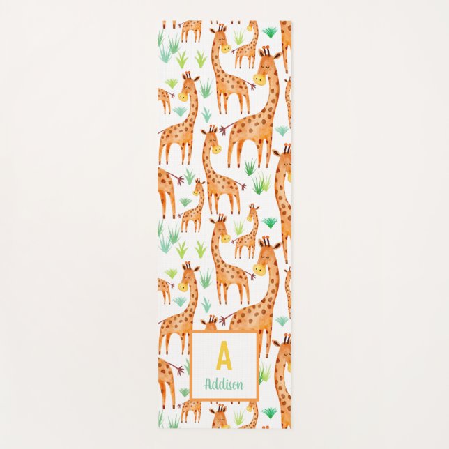 Esterilla De Yoga Hermosa acuarela Giraffe Animal Personalizado (Anverso)