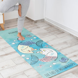 Esterilla De Yoga Hermosa acuarela verde Tao de Meowmaids