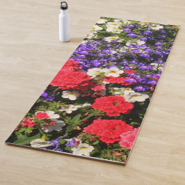 Esterilla De Yoga Hermosas flores anuales moradas, rojas y blancas